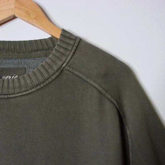 Aerie Down To Earth Crew Sweatshirt Olive Green Oversized Ribbed Small Medium L - Picture 7 of 14